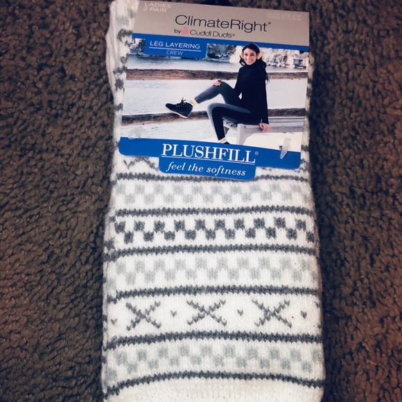 Cuddl Duds Accessories - 2pr ClimateRight Crew Socks